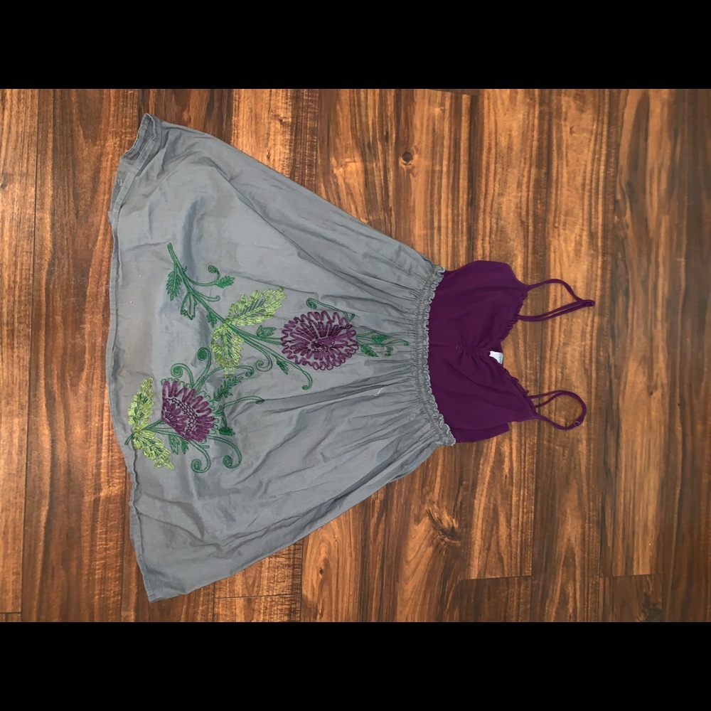purple and grey dress